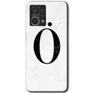 Oppo Reno 7 4G Beyaz Mermer Desenli Ö Harfi Baskılı Uyumlu Silikon Kılıf