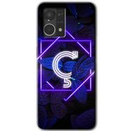 Oppo Reno 7 4G Dark Neon Yaprak Ç Harfi Baskılı Uyumlu Silikon Kılıf