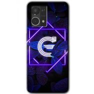 Oppo Reno 7 4G Dark Neon Yaprak G Harfi Baskılı Uyumlu Silikon Kılıf