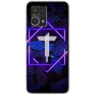 Oppo Reno 7 4G Dark Neon Yaprak T Harfi Baskılı Uyumlu Silikon Kılıf