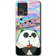 Oppo Reno 7 4G Milkshake Panda Baskılı Uyumlu Silikon Kılıf