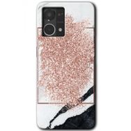 Oppo Reno 7 4G Simli Mermer Baskılı Uyumlu Silikon Kılıf