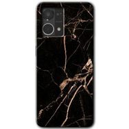 Oppo Reno 7 4G Siyah Gold Mermer Baskılı Uyumlu Silikon Kılıf
