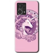 Oppo Reno 7 4G Unicorn Pembe Baskılı Uyumlu Silikon Kılıf