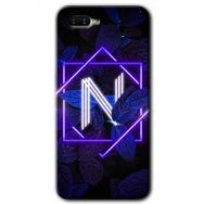 Oppo RX 17 Neo Dark Neon Yaprak N Harfi Baskılı Uyumlu Silikon Kılıf