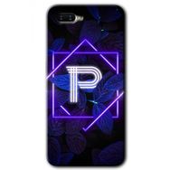 Oppo RX 17 Neo Dark Neon Yaprak P Harfi Baskılı Uyumlu Silikon Kılıf