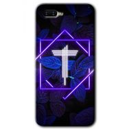 Oppo RX 17 Neo Dark Neon Yaprak T Harfi Baskılı Uyumlu Silikon Kılıf