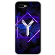 Oppo RX 17 Neo Dark Neon Yaprak Y Harfi Baskılı Uyumlu Silikon Kılıf