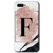 Oppo RX 17 Neo Pembe Mermer Desenli F Harfi Baskılı Uyumlu Silikon Kılıf