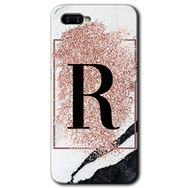 Oppo RX 17 Neo Pembe Mermer Desenli R Harfi Baskılı Uyumlu Silikon Kılıf