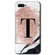 Oppo RX 17 Neo Pembe Mermer Desenli T Harfi Baskılı Uyumlu Silikon Kılıf
