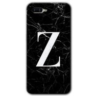 Oppo RX 17 Neo Siyah Mermer Desenli Z Harfi Baskılı Uyumlu Silikon Kılıf