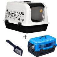 Optimal Kapalı Lüx Kedi Tuvalet Kabı + Taşıma Kabı