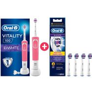 Oral-B D100 3D White Pembe Vitality Şarjlı Diş Fırçası + 4'lü Yedek Başlık