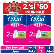 Orkid Ultra Extra Uzun 44x6 Adet Cesaret Paketi Hijyenik Ped