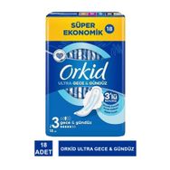 Orkid Ultra Gece Boy 3 Kanatlı 18 Adet Hijyenik Ped