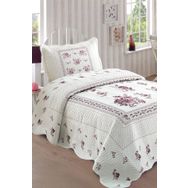 Örtüm Flower Lila Tek Kişilik Kapitone Yatak Örtüsü Takımı