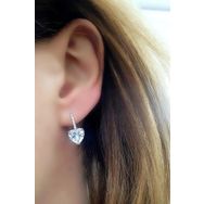 Oseshop İtalyan 925 Ayar Gümüş Pırlanta Parlaklığında Zirkon Taş Detaylı Kalp Küpe