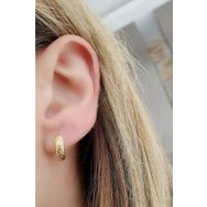 Oseshop İtalyan 925 Ayar Gümüş Üzerine Altın Kaplama Minimal Halka Küpe