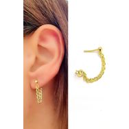 Oseshop İtalyan 925 Ayar Gümüş Üzerine Altın Kaplama Tasarım Tek Zincir Küpe