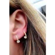 Oseshop İtalyan 925 Ayar Gümüş Üzerine Altın Kaplama Trend Toplu Halka Küpe