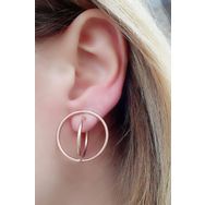 Oseshop İtalyan 925 Ayar Gümüş Üzerine Rose Altın Kaplama Tasarım Trend Küpe