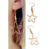 Oseshop İtalyan Tasarımı 925 Ayar Gümüş Üzerine Rose Altın Kaplama Tasarım Çiçek Küpe