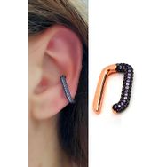 Oseshop Mor Nano Ametist Taşlı İtalyan Tasarımı 925 Ayar Gümüş Üzerine Rose Altın Kaplama Sıkıştırmalı Kıkırdak Küpesi
