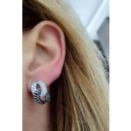 Oseshop Oniks Zirkon Taş Detaylı 925 Ayar Gümüş İtalyan Şarnel Küpe