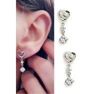 Oseshop Pırlanta parlaklığında Zirkon Taşlı 925 Ayar Gümüş Kalp Figürlü Küpe