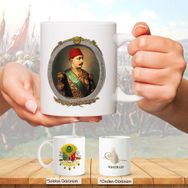 Osmanlı Padişahları Serisi - V.murad - Fotoğrafı ve Tuğrası - Arma - Renkli Baskılı Kupa Bardak