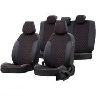 Otom Ford Fusion 2003-2011 Özel Üretim Madrid Design Tay Tüyü Siyah - Kırmızı Oto Koltuk Kılıfı