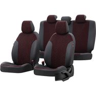 Otom Skoda Fabia 1999-2007 Özel Üretim Tokyo Design Tay Tüyü Siyah - Kırmızı Oto Koltuk Kılıfı