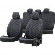 Otom Toyota Hilux 2006-2014 Özel Üretim Madrid Design Deri Siyah - Beyaz Oto Koltuk Kılıfı