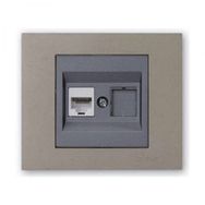 Ovivo Grano Füme Çerçeve + Antrasit Metalik Cat6 RJ45 Prizi