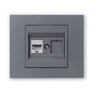 Ovivo Grano Füme Çerçeve + Füme Metalik Cat6 RJ45 Prizi
