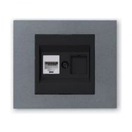 Ovivo Grano Siyah Çerçeve + Füme Metalik Cat6 RJ45 Prizi