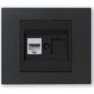 Ovivo Grano Siyah Çerçeve + Siyah Metalik Cat6 RJ45 Prizi