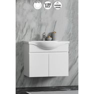 Özceden Yıldız 80 cm Komple Parlak Beyaz Renkli Mdf Alt Dolap ve Lavabo Taşı