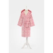 Özdilek Shell Plaid 5/6 Yaş Pembe Kapüşonlu Kadife Çocuk Bornozu