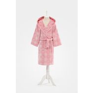 Özdilek Shell Plaid Kapüşonlu Kadife 3/4 Yaş Çocuk Bornozu
