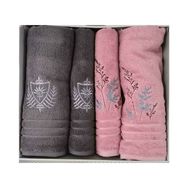 Özdilek Soft Leaf Pembe Antrasit 4 Parça Best Hamam Seti Banyo Havlu Takımı