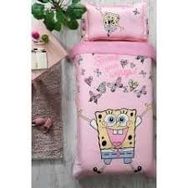 Özdilek Sponge Bob Butterfly Ranforce Pembe Tek Kişilik Nevresim Takımı