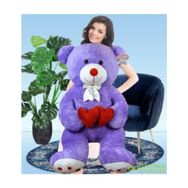 Özgüner Oyuncak Çift Kalp Tutan Lila Ayı 130 cm Peluş Oyuncak