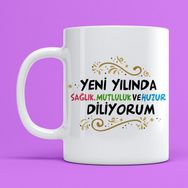 Özgüvenal Yeni Yıl Bardak-3 Beyaz Kupa Bardak