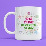 Özgüvenal Yeni Yıl Bardak-4 Beyaz Kupa Bardak