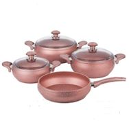 Özkent Rose Gold 7 Parça Granit Güveç Metal Tencere Set