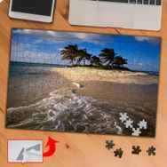 P097 Deniz Ve Palmiye Ağaçları 240 Parça Puzzle Yapboz Tablo