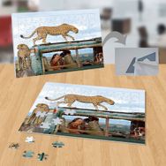 P119 Arabada Kaplan Hayvan Doğa 99 Parça Puzzle Yapboz
