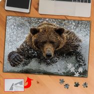 P124 Gölde Koşan Yabani Ayı 240 Parça Puzzle Yapboz Tablo